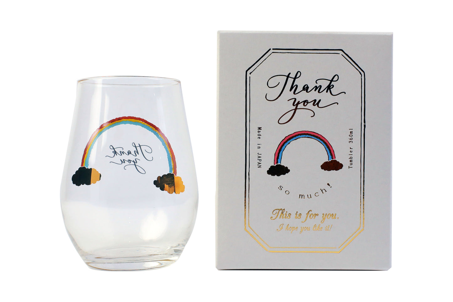 MESSAGE Glass Gift Tumbler Thank you